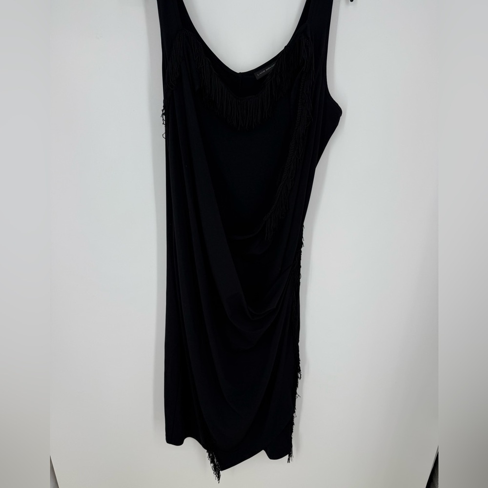 Lane Bryant Sleeveless Black Faux Wrap Fringe Dress size 16